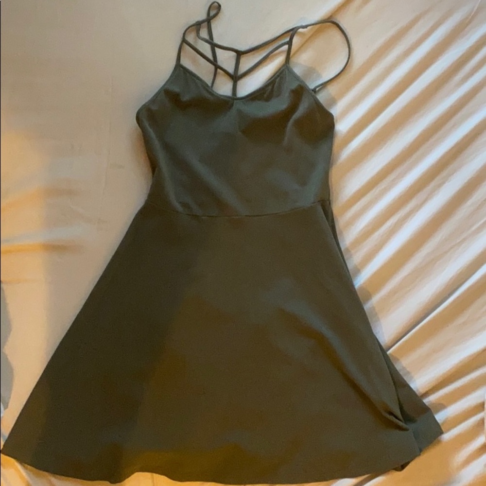 Express olive green skater dress